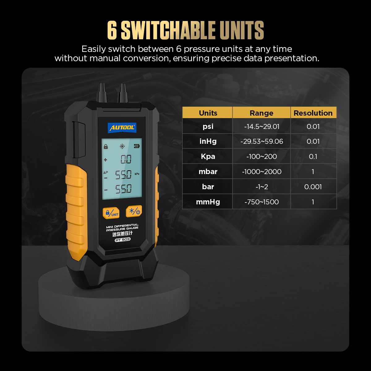 AUTOOL New Product Release | PT503 Mini Differential Pressure Gauge – image 6